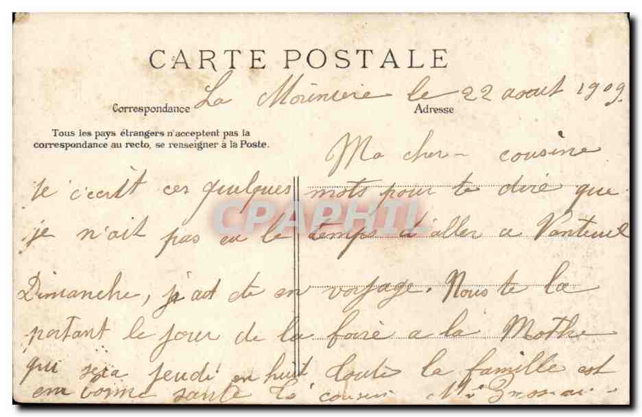 Fantaisie - Femme - Pour Votre Fete - 1909 - CPA — Verso