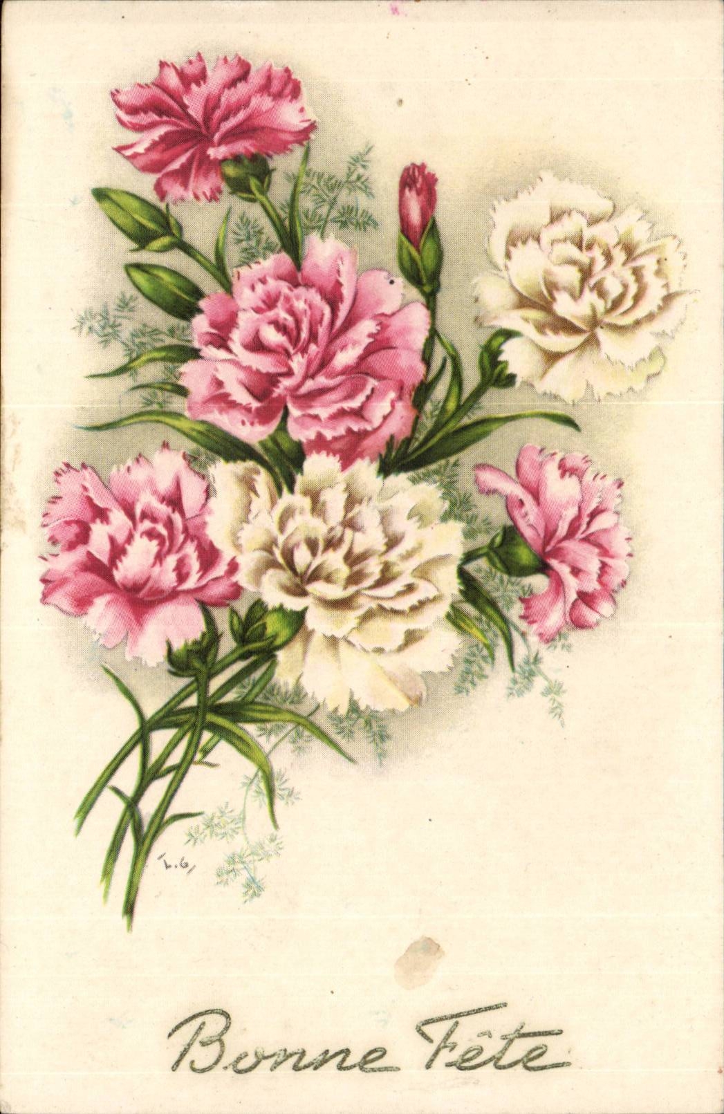 Fantaisie - Bonne Fete - Fleurs - CPA 