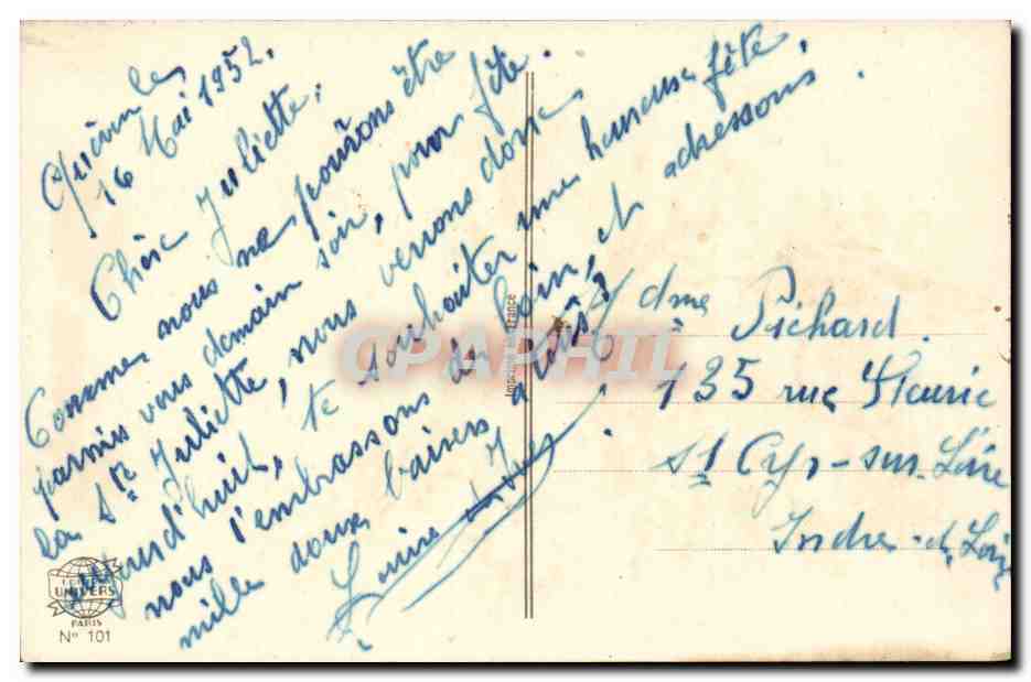 Fantaisie - Bonne Fete - Fleurs - CPA  — Rückseite