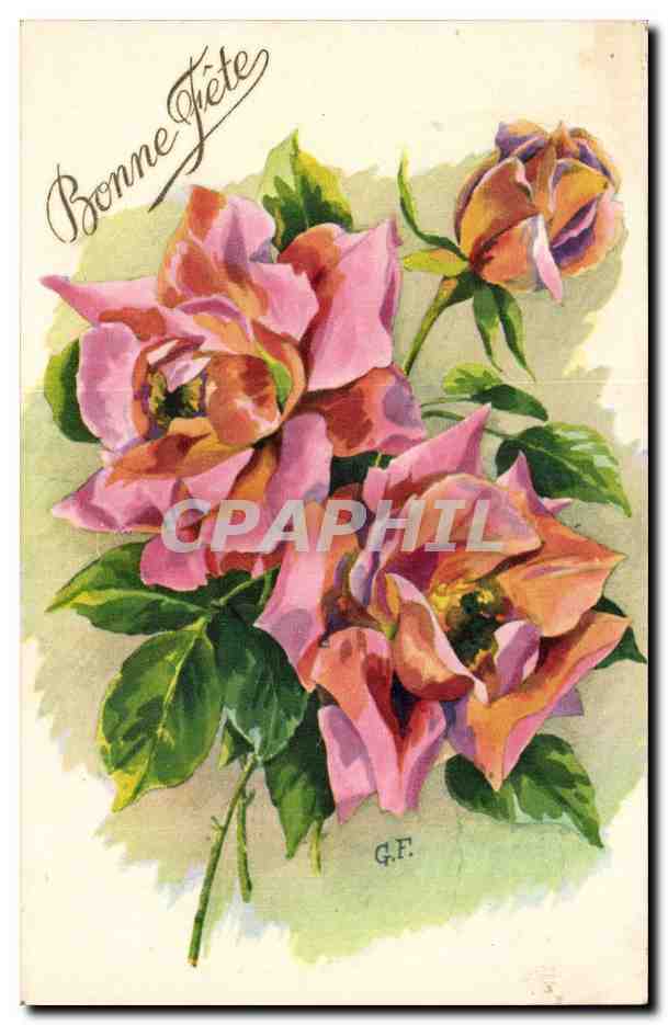 Fantaisie - Bonne Fete - Fleurs - CPA 