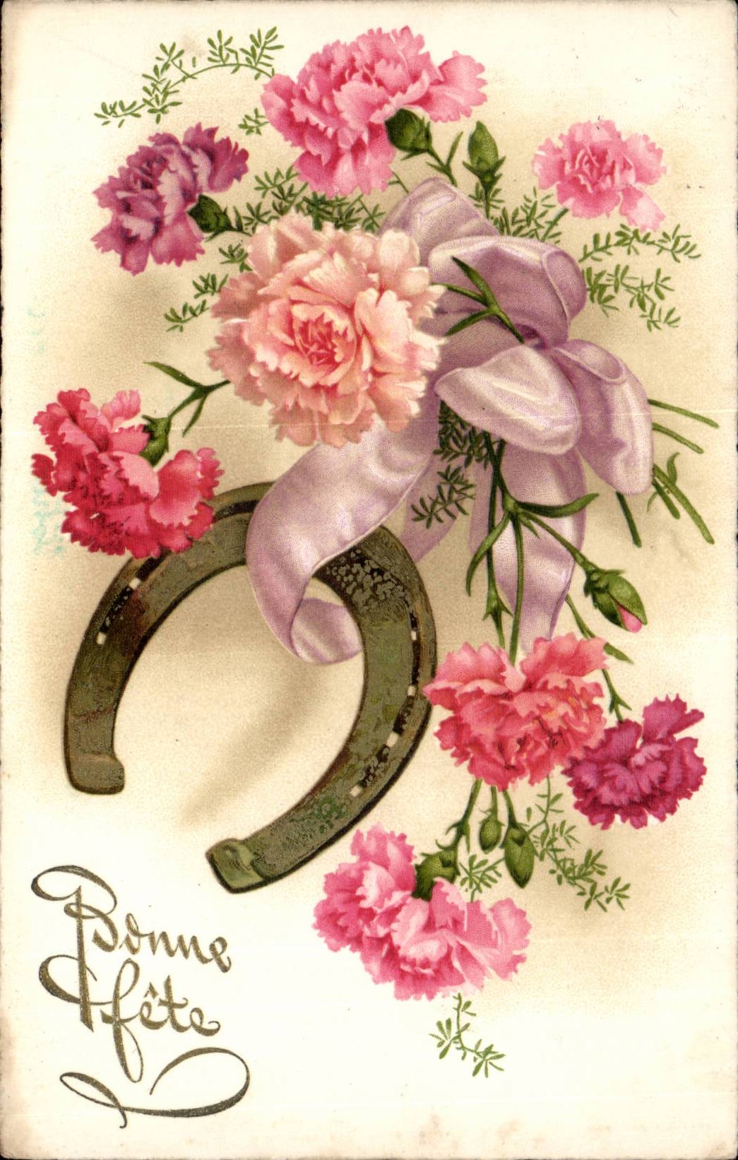 Fantaisie - Bonne Fete - Fleurs - CPA 
