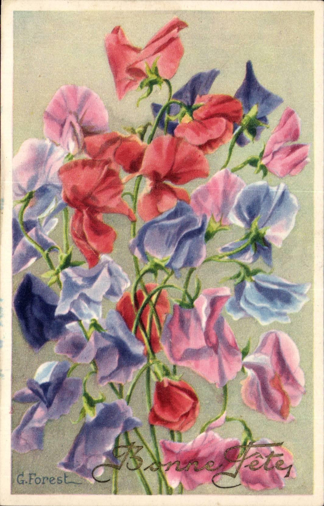 Fantaisie - Bonne Fete - Fleurs - CPA 