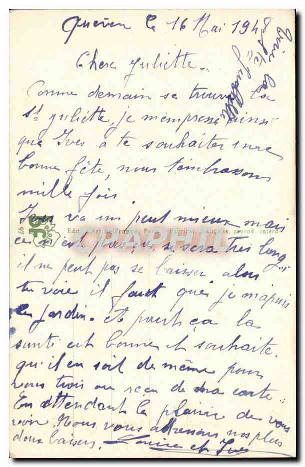 Fantaisie - Bonne Fete - Fleurs - CPA  — Rückseite