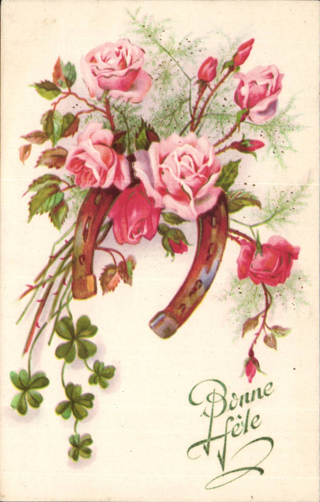 Fantaisie - Bonne Fete - Fleurs - CPA 