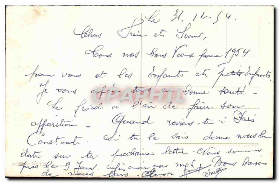 Fantaisie - Bonne Annee - trefle a quatre feuilles - four leaf clover - - CPA  — Rückseite