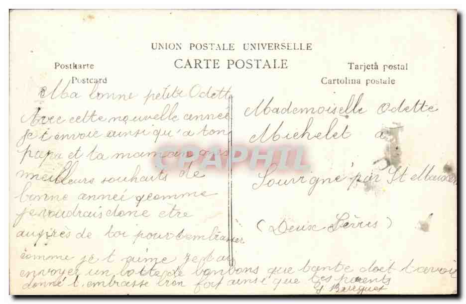 Fantaisie - Enfant - Jolie Fille avec houx - holly Bonne Annee - - CPA  — Verso