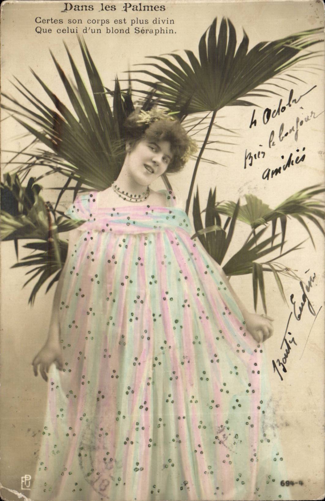 Dans les Palmes — Poème de Paul Éluard — Éditeur P. L. n° 694-4