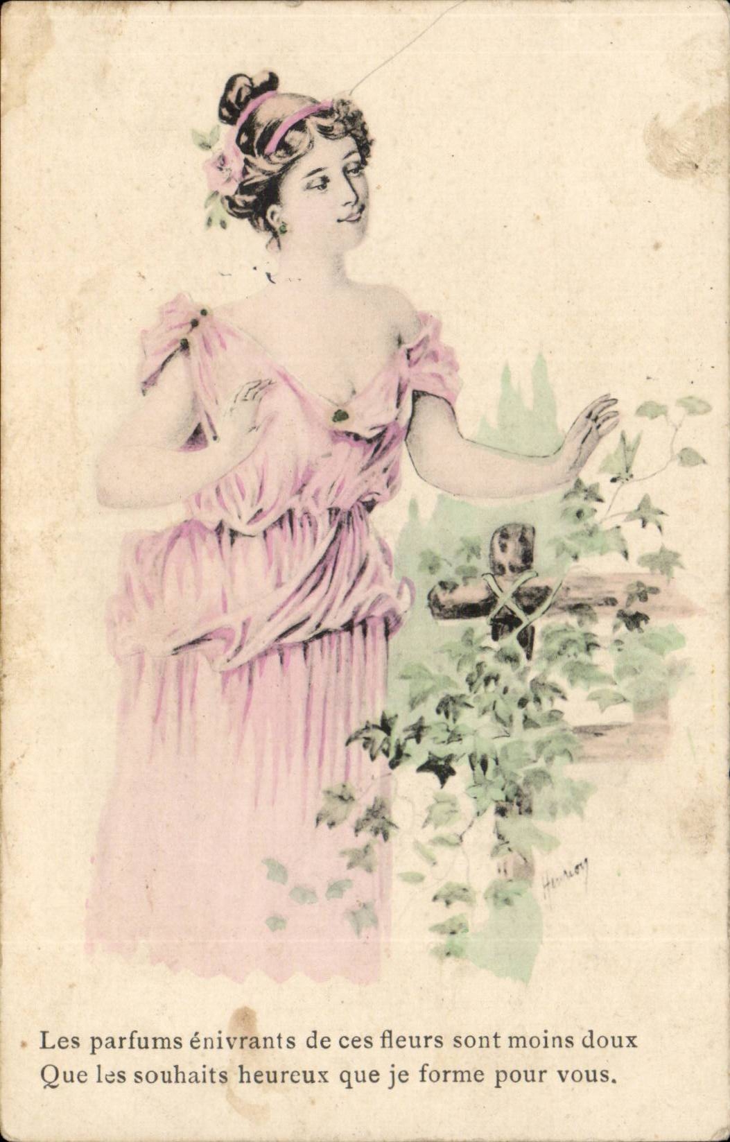 Fantaisie - Femme - Les Parfums enivrants de ces feurs sont moins doux que - CPA 