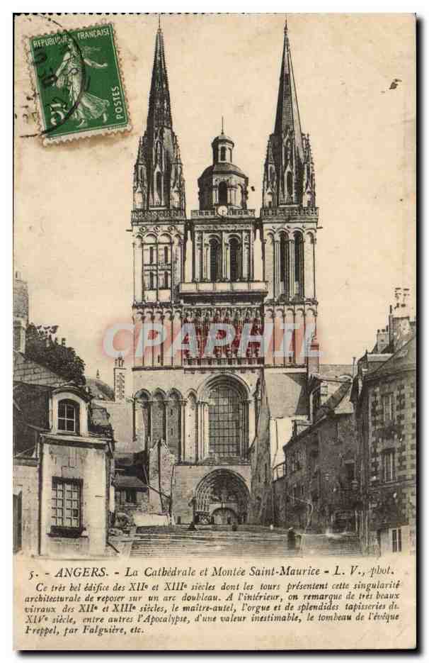 Angers - La cathedrale et Montee Saint Maurice - CPA 