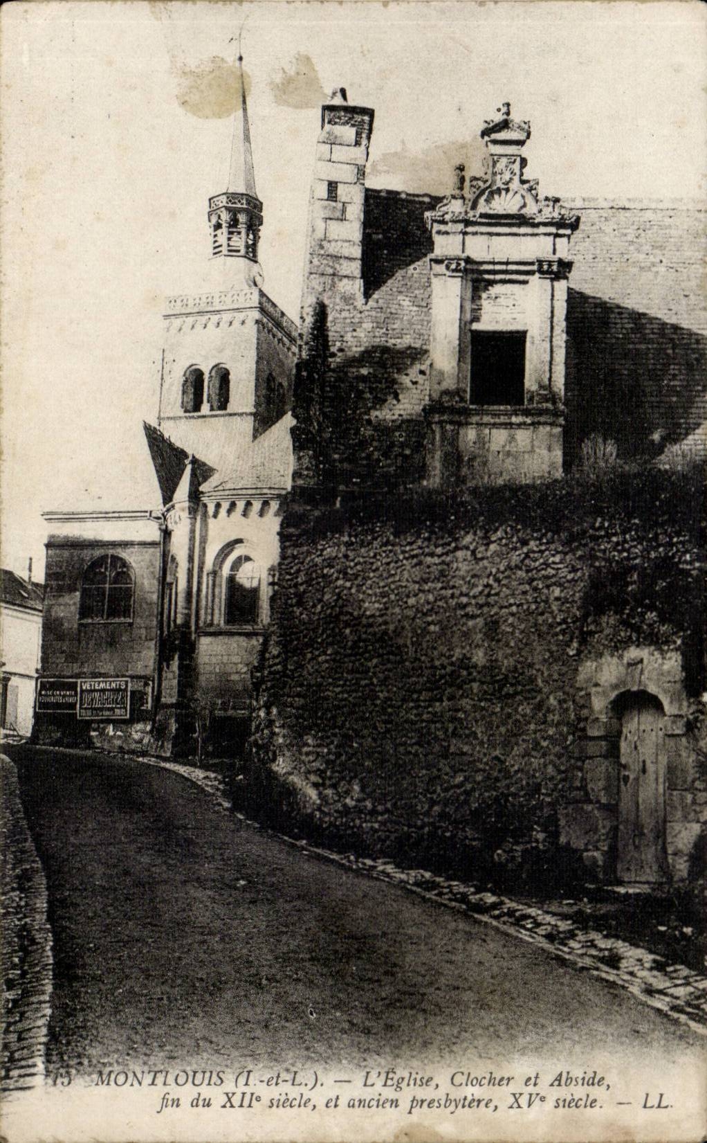 Montouis - L'Eglise Clocher et abside - fin de XII siecle et ancien presbytere - CPA 