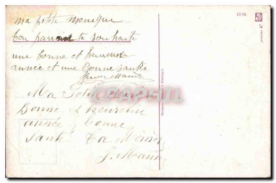 Fantaisie - enfants - Bonne Annee - trefle a quatre feuilles - four leaf clover - CPA  — Verso