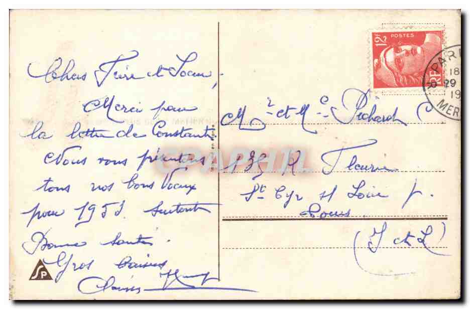 Fantaisie - Bonne Annee - cheval a fer - horseshoe - good luck - CPA  — Verso