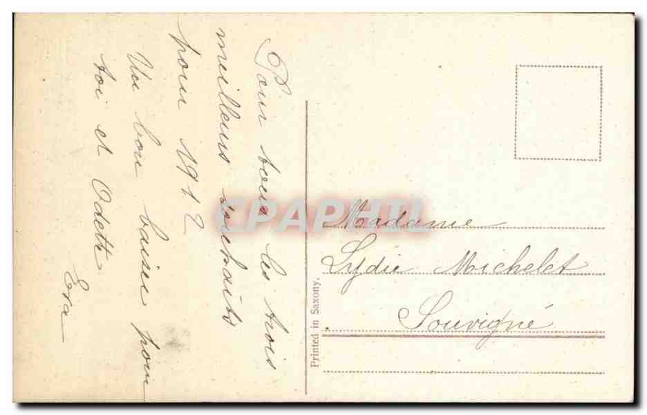 Jeune femme en robe ornée — tenant un panier de fleurs — éditeur P. R. A. n° 4037/1 — Reverso