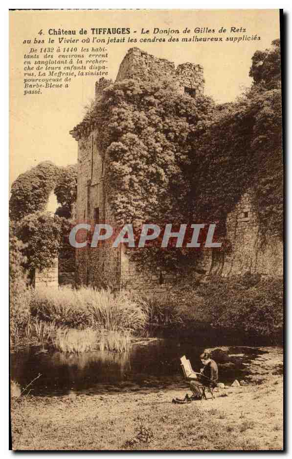 Chateau de Tiffauges - Le Donjons de Gilles de Reiz au bas le Vivier - CPA 