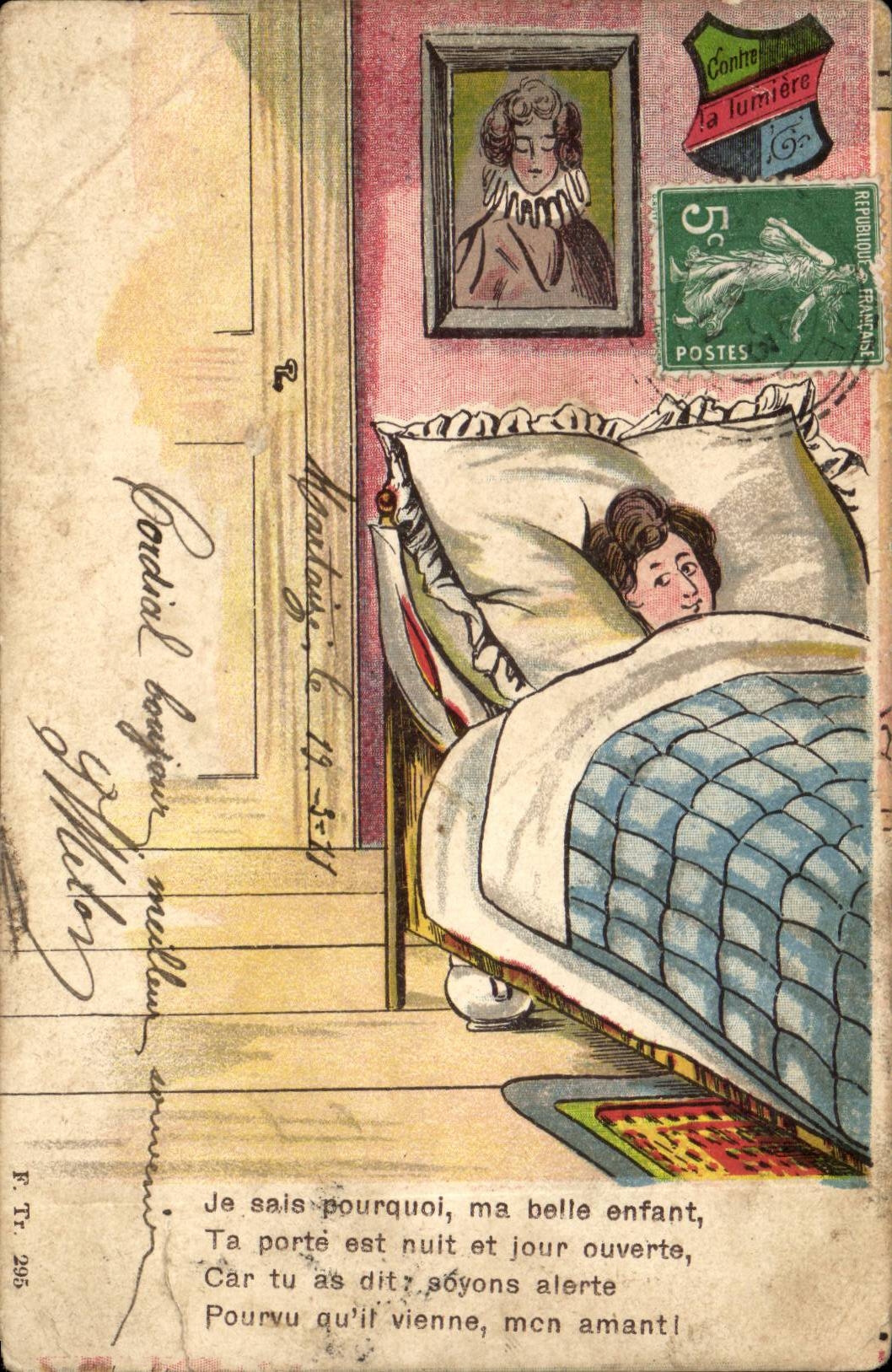 Fantaisie - Enfant - Je sais pourquoi ma belle enfant Ta porte est nuit et jour ouverte - CPA 