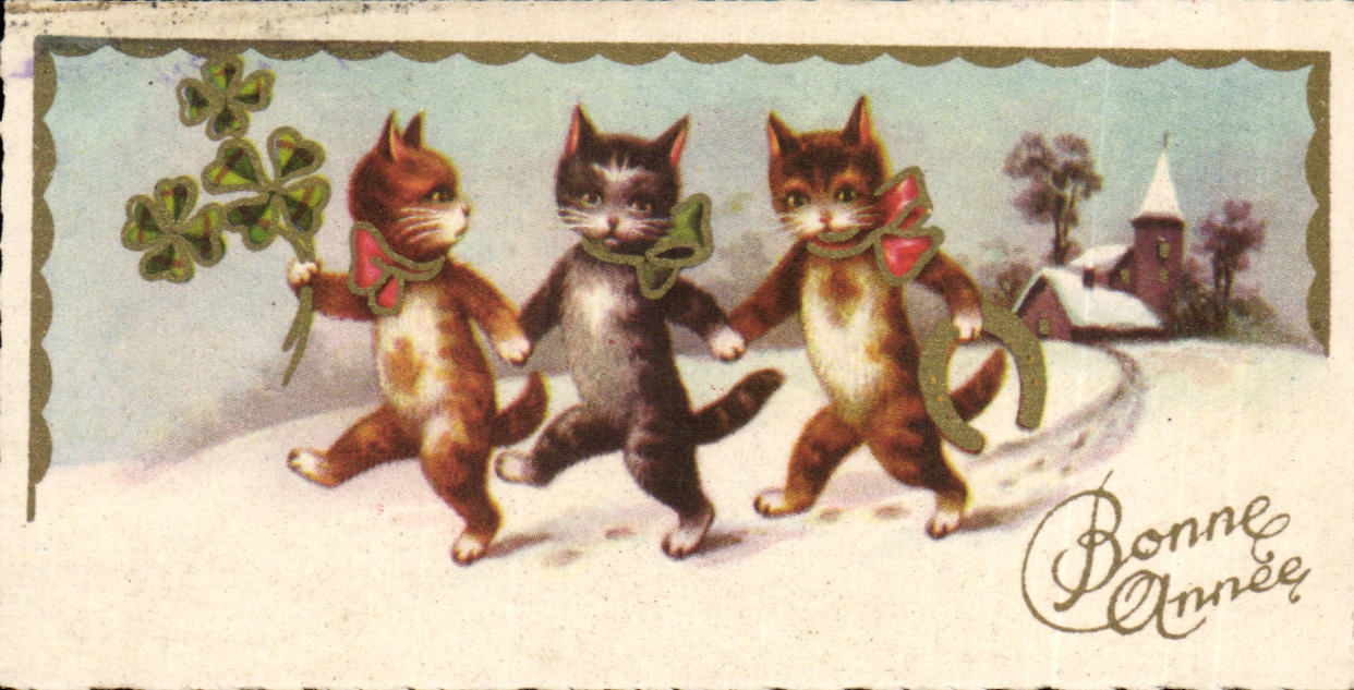 CPA Fantaise Chats (carte petit format) (chat cat)