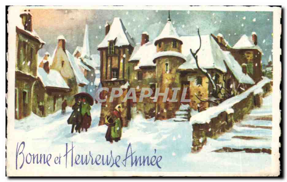 CPA Fantaise Bonne et heureuse annee (carte petit format) 