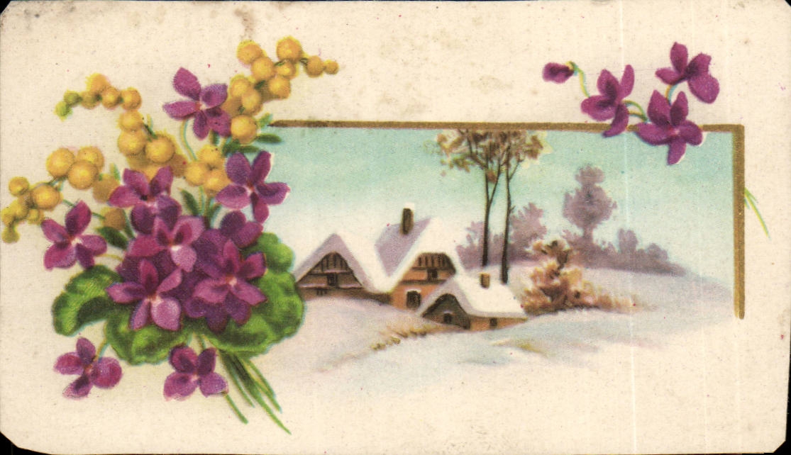 CPA Fantaise Fleurs (carte petit format) 