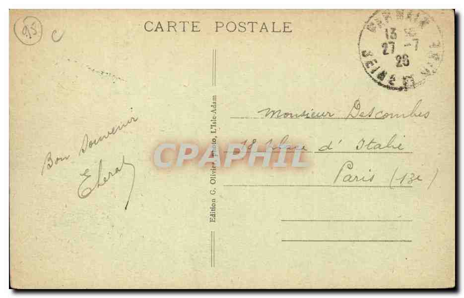 Isle Adam - La Plage - L'Heure du Léger - Édition G. Olivier, n°117 — Verso