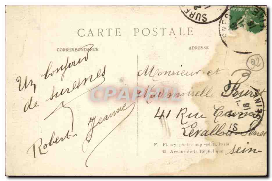 CPA De Suresnes Recevez ce porte bonheur — Rückseite