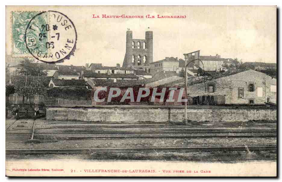 Villefranche-de-Lauragais — Vue prise de la gare — Phototypie Labouche frères, Toulouse, n°24