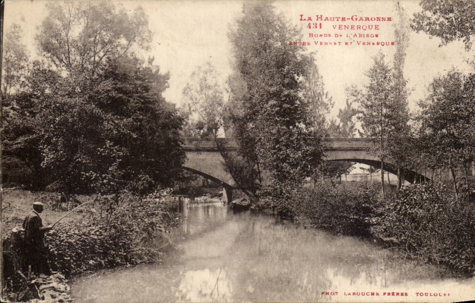 Vernerque CPA Route de l'ariege entre Vernet et Venarque (pecheur)