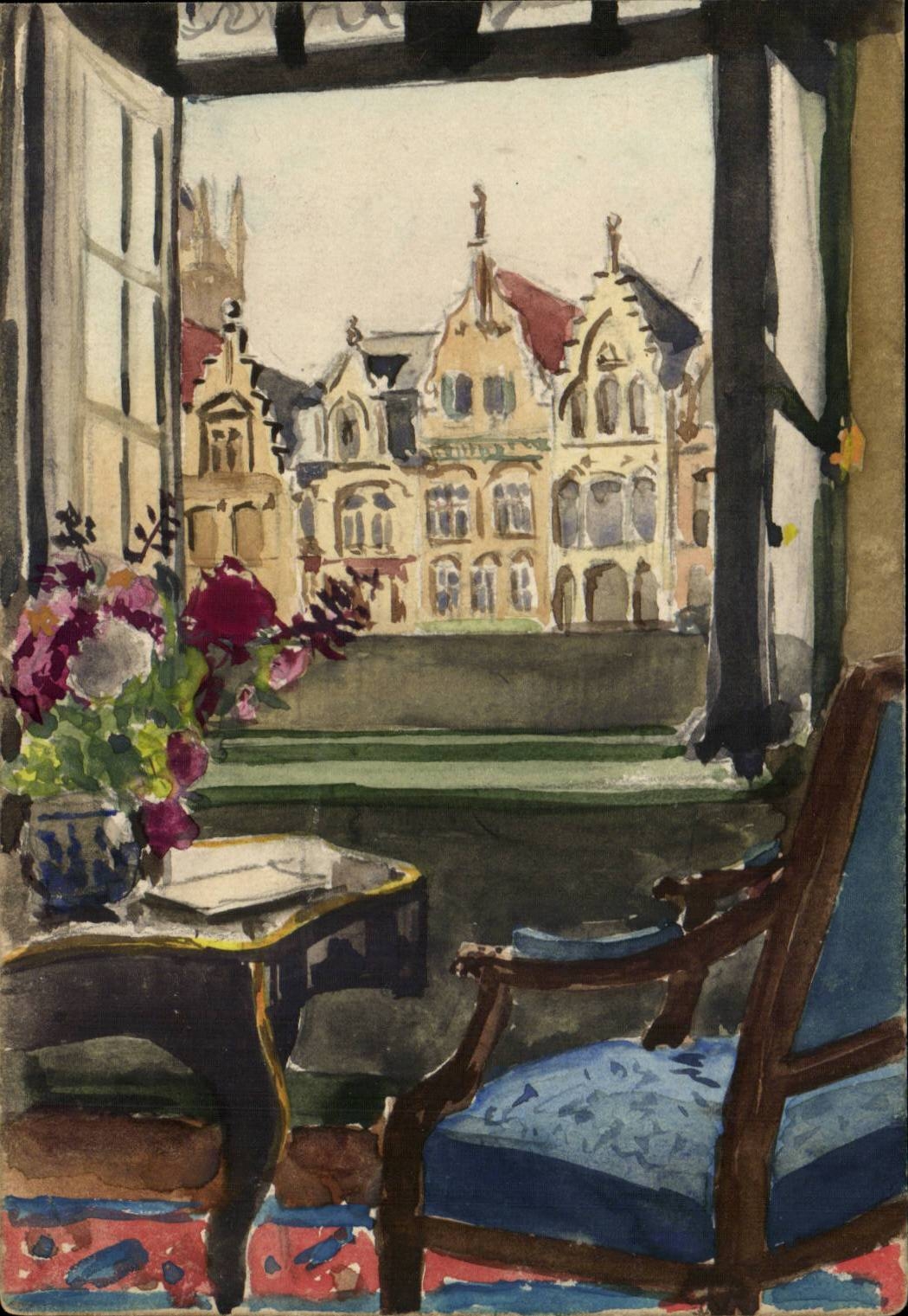 Belgie Belgique Ypres Par la fenetre de a Sayette 1948