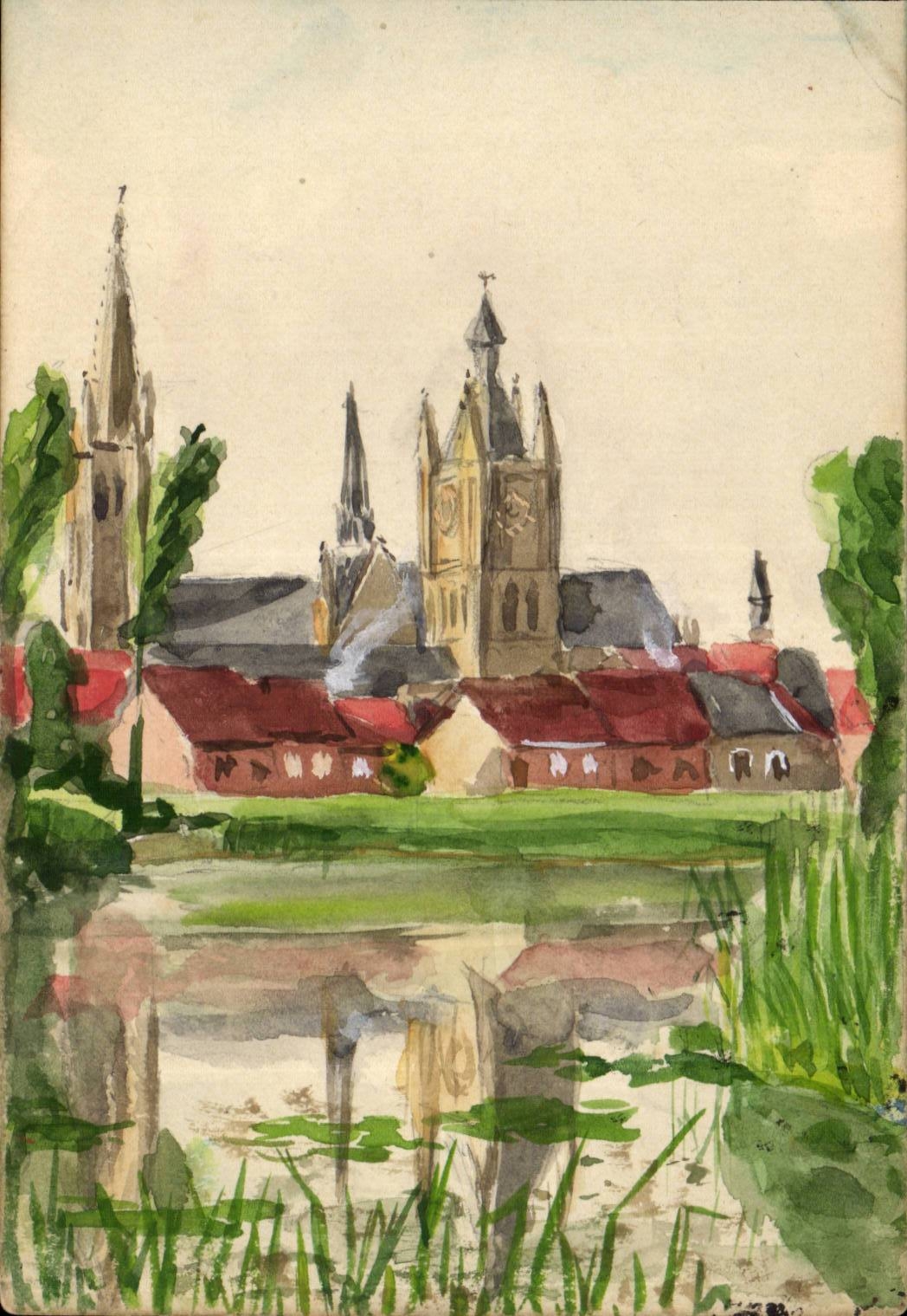 Belgie Belgique Ypres Les bords de l'Yperle 1948