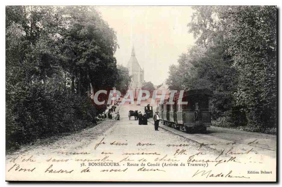 Bonsecours CPA Route de Conde (arrivee du tramway) TOP