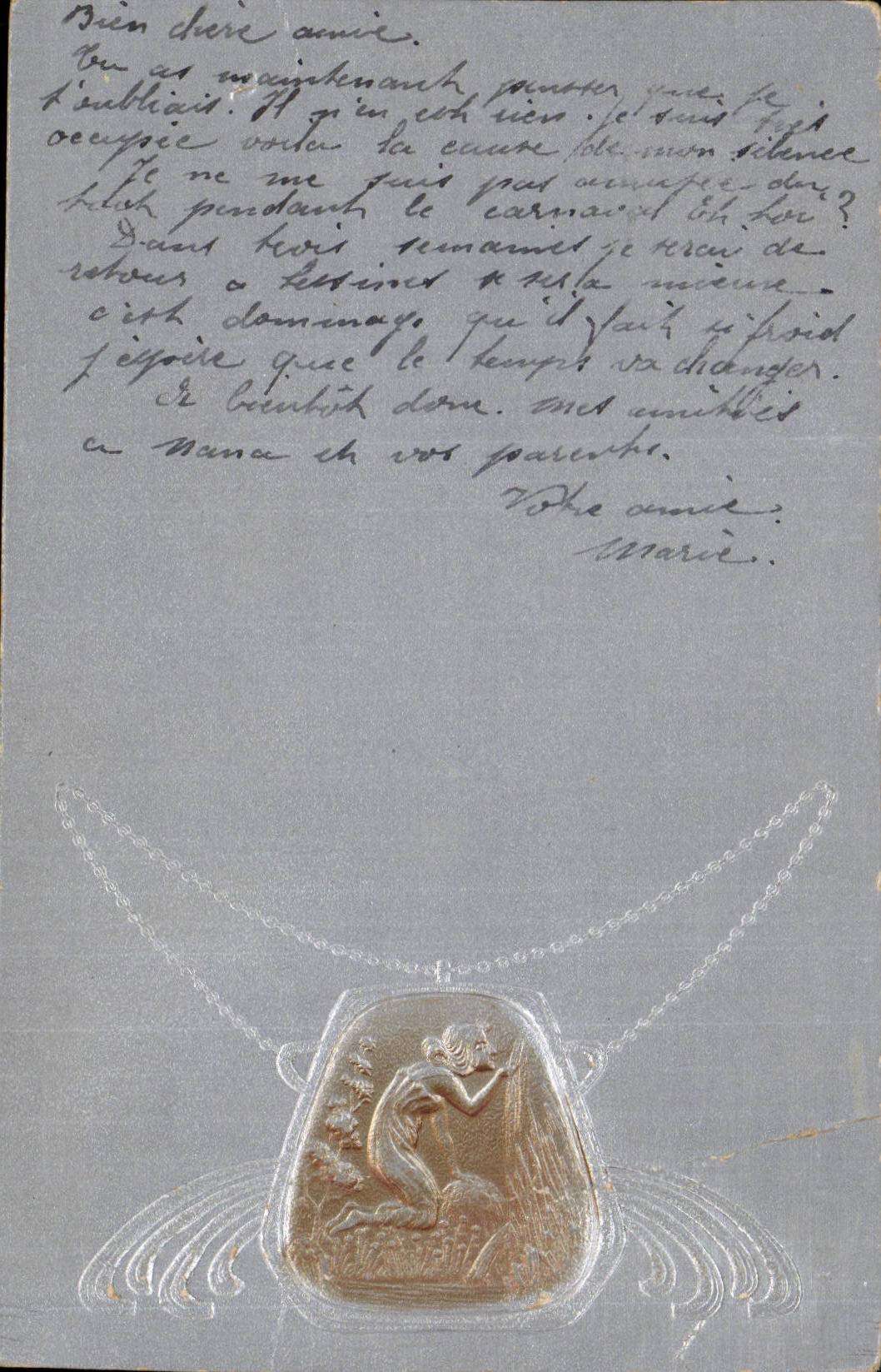 CPA Fantaisie Femme medaillon