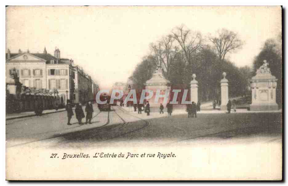 Belgique Belgie Bruxelles CPA L'entree du parc et rue Royale