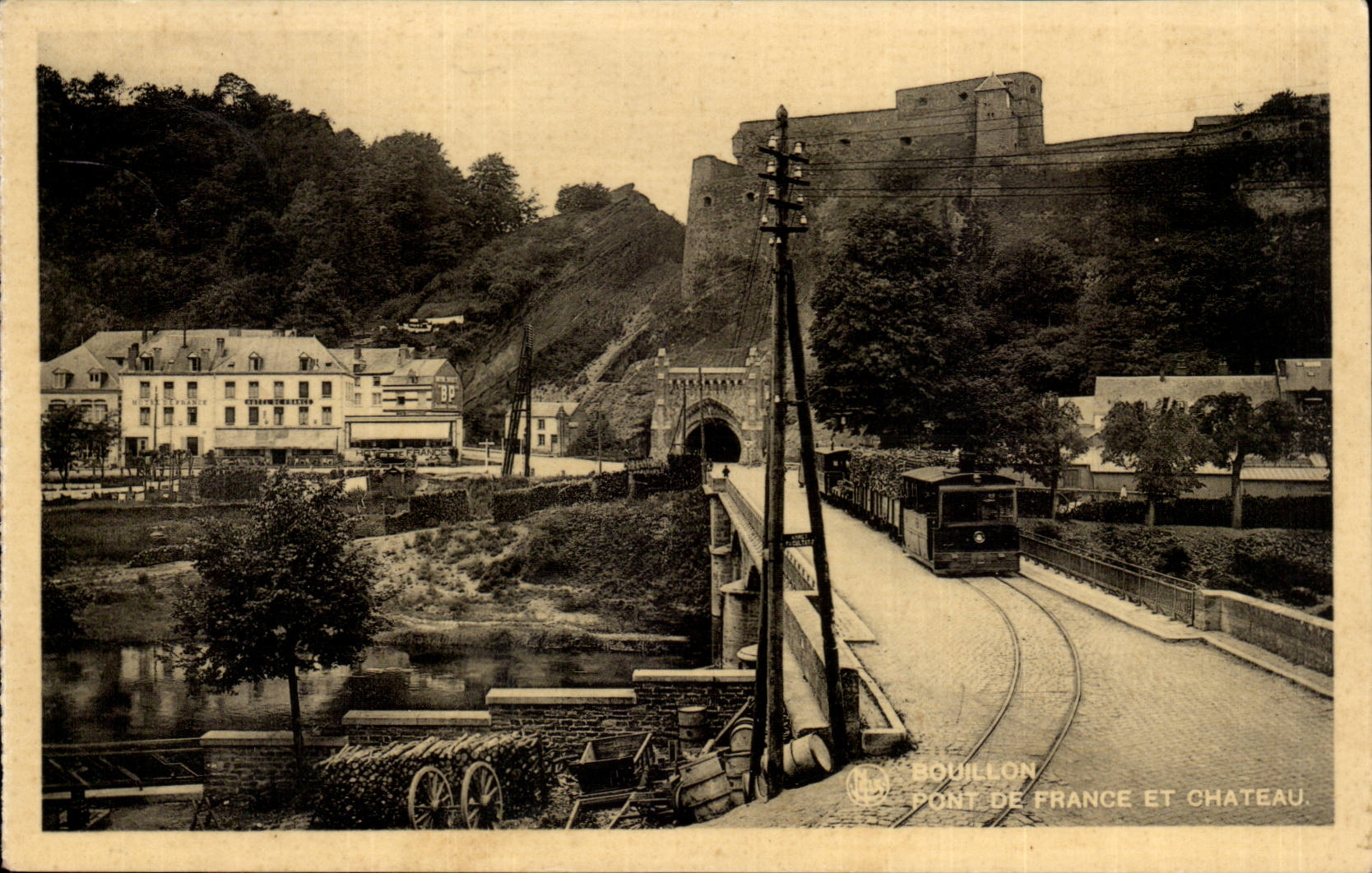Belgique Belgie Bouillon CPA pont de France et chateau (train)