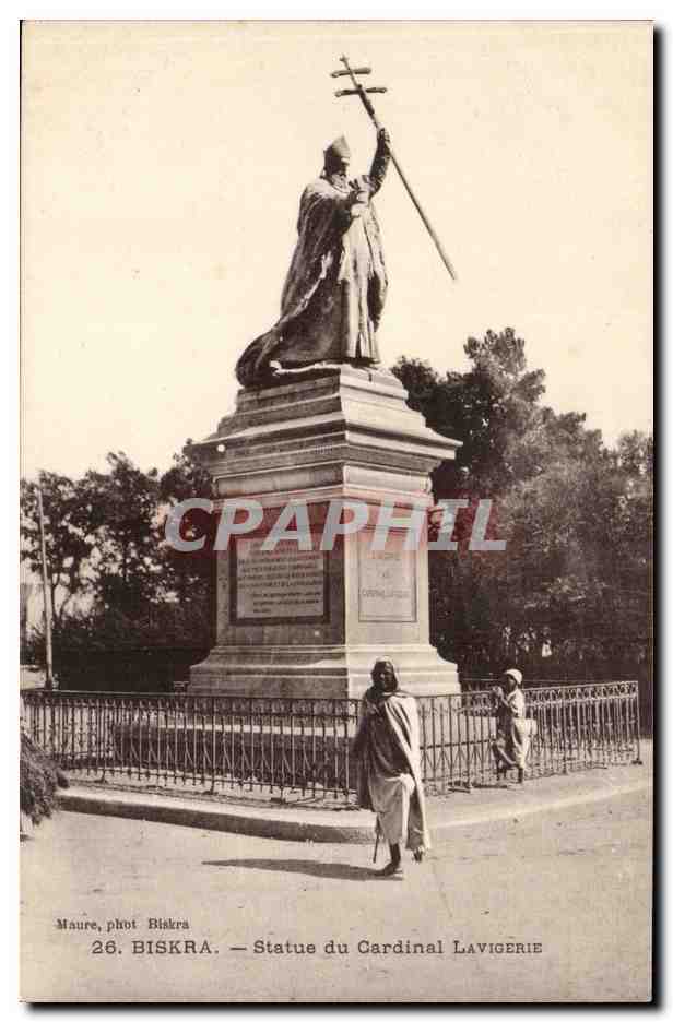 Algerie Biskra CPA Statue du cardinal Lavigerie