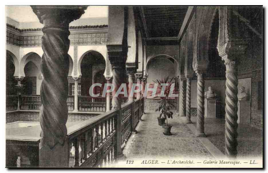 Algerie Alger CPA L'archeveche Galerie mauresque