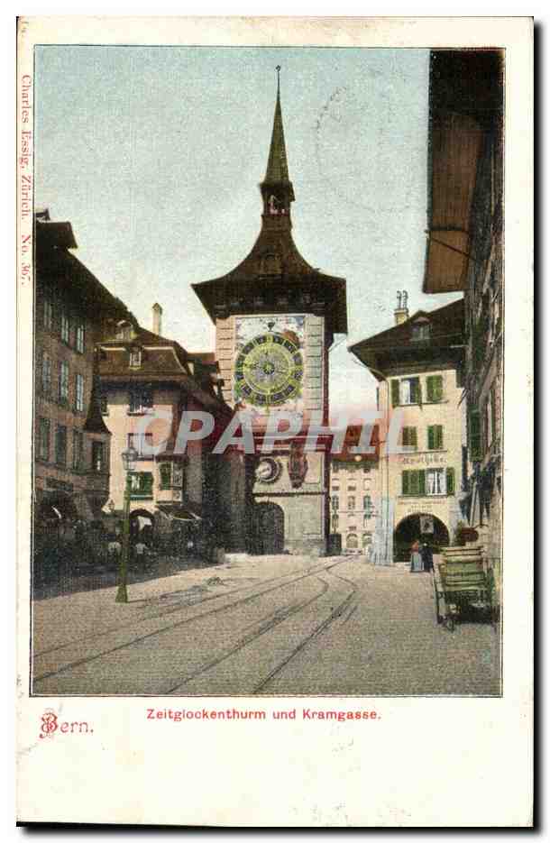Suisse CPA Bern Berne Zeitglockenthurm und Kramgasse