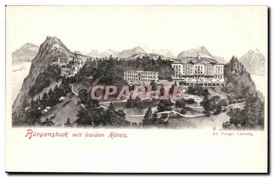 Suisse CPA Rurgenstock mit beiden Hotels