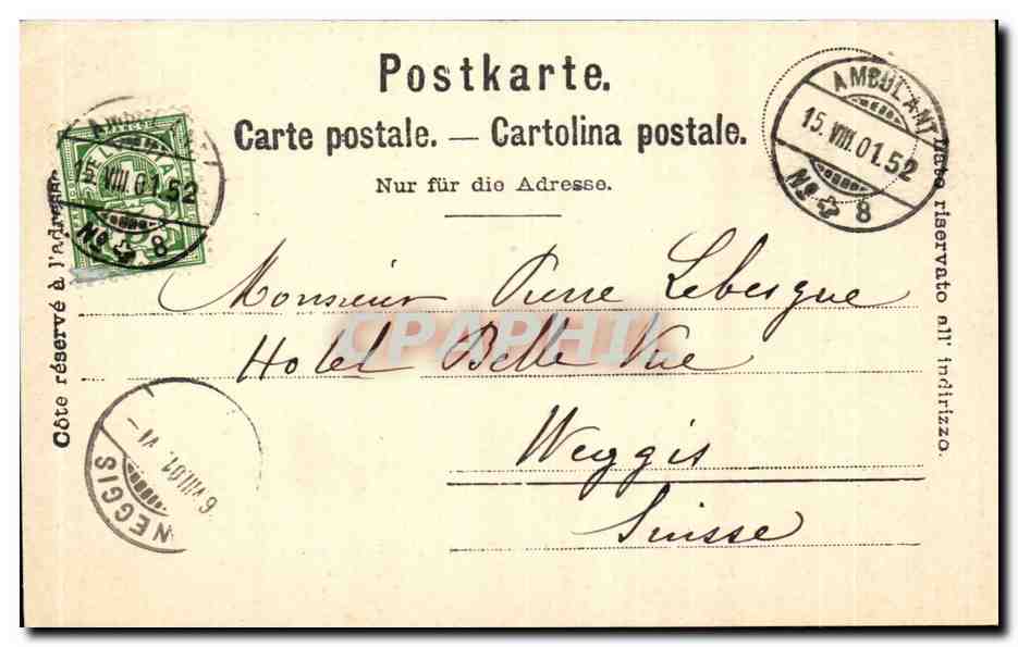 Suisse CPA Le Riffelhorn et le Mont Cervin — Rückseite