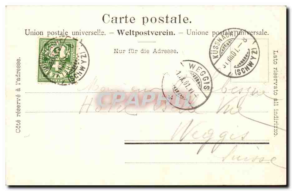 Suisse CPA Hohle Gasse mit Tellskapelle — Rückseite