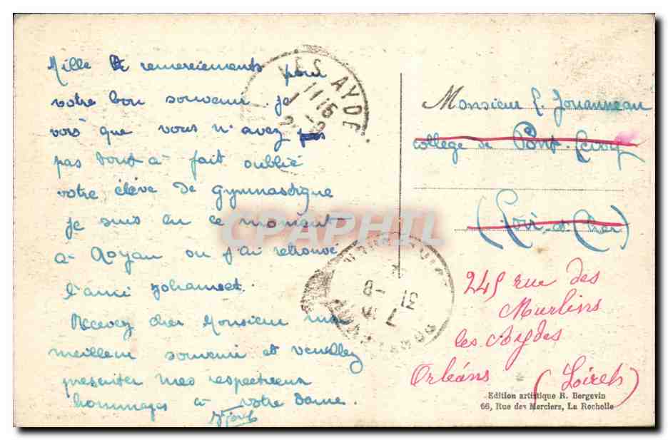 Plage de MESCHERS vue en Mer — Environs de ROYAN — Édition artistique R. Bergevin, n°6809 — Back