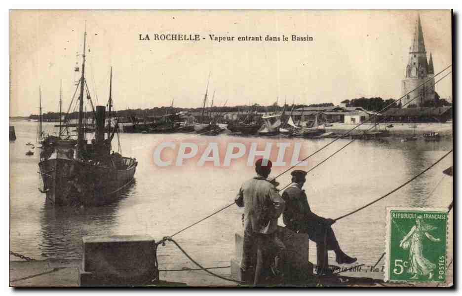 La Rochelle - Vapeur entrant dans le Bassin — éditeur inconnu, n° de série non visible