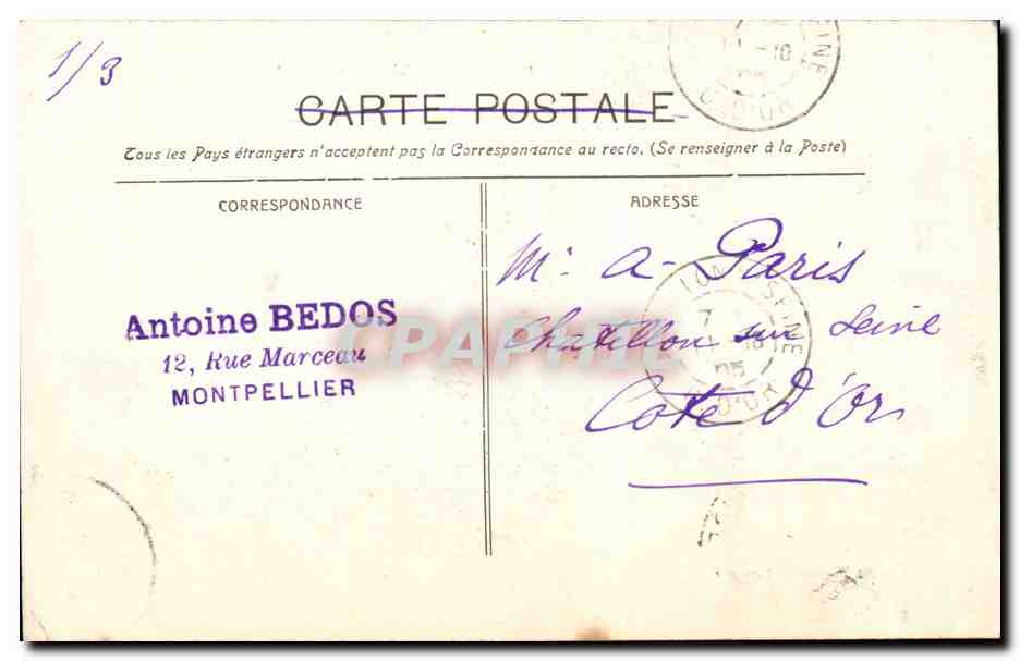 Montpellier - Allgemeiner Blick auf die Kathedrale — unbekannter Verlag, n° 1114 — Rückseite