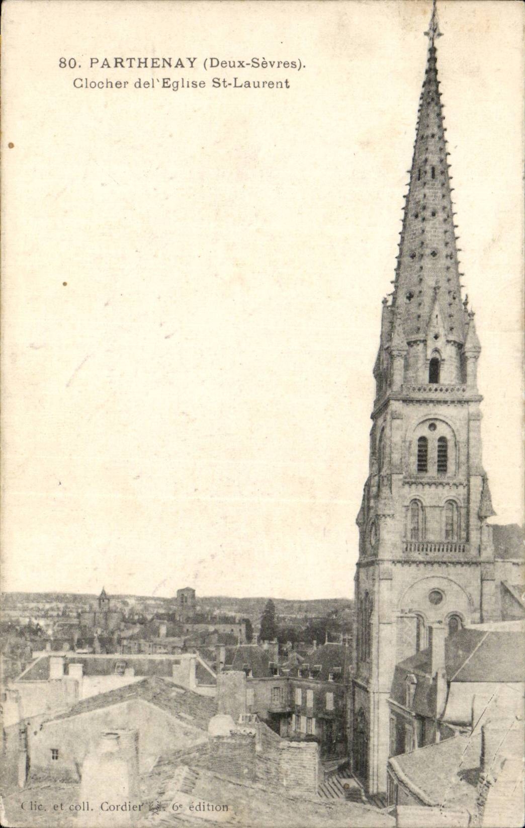 Parthenay CPA Clocher de l'eglise Saint Laurent