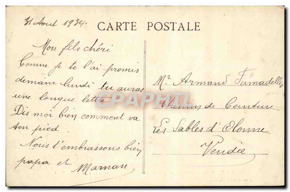 Thouars CPA Le Chateau des ducs de la Tremoille vu sous le pont neuf — Rückseite