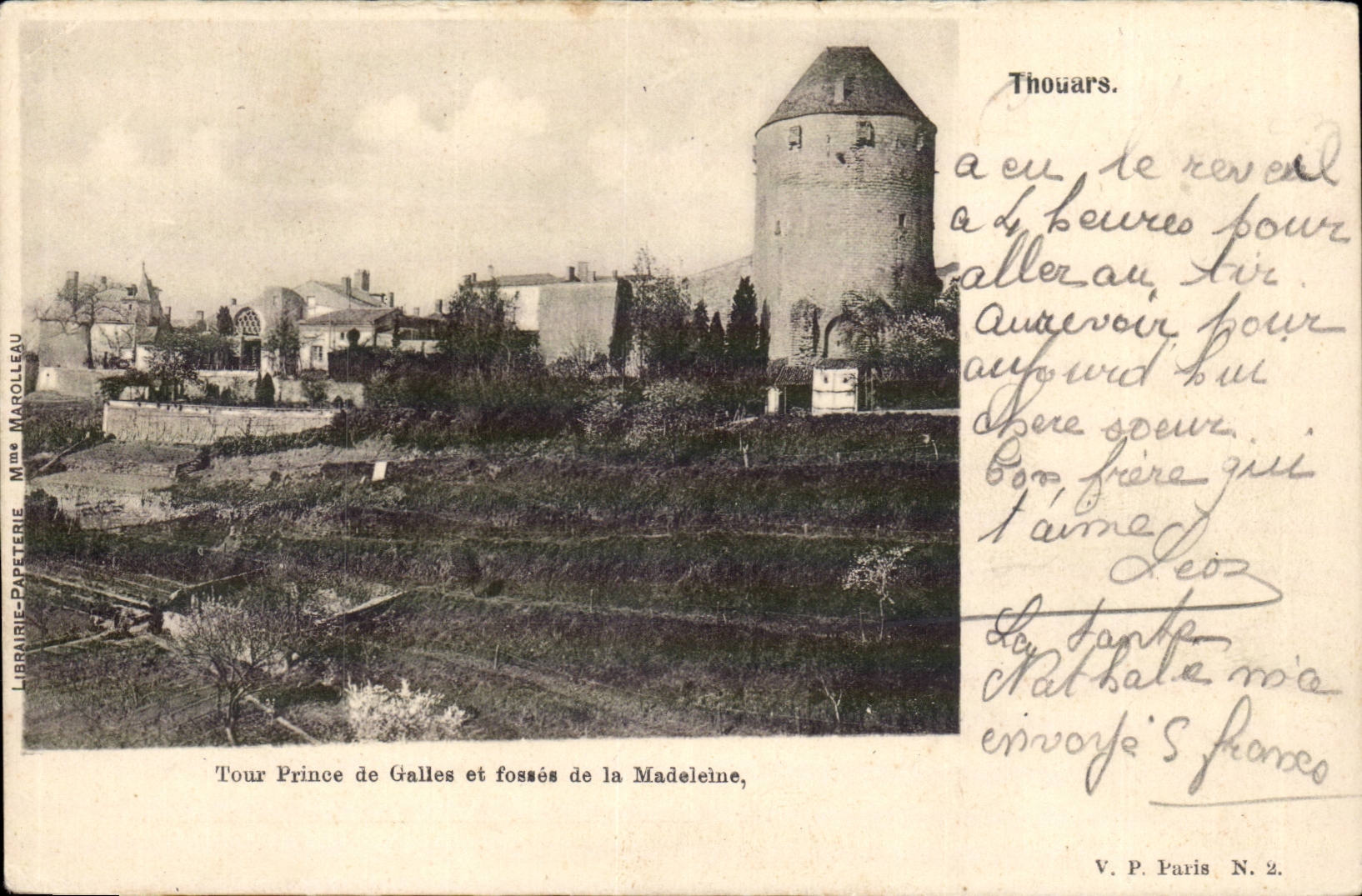 Thouars — Tour Prince de Galles et fossés de la Madeleine — Librairie-Papeterie Mme Marolleau, N° 2