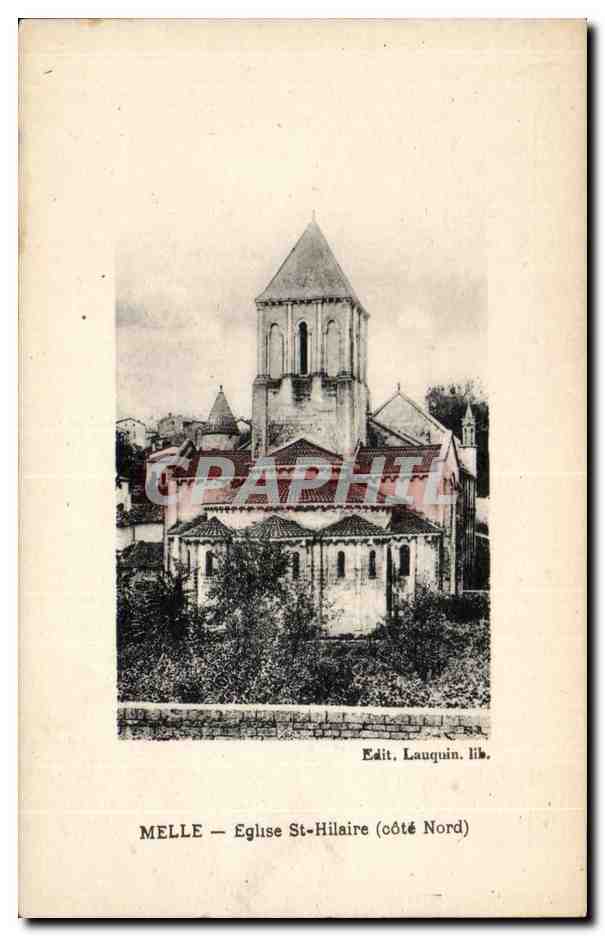 Melle CPA Eglise St Hilaire (cote nord)