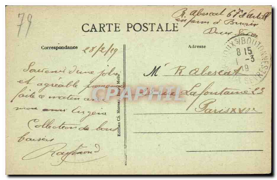 Château de Melzéard — Tour bâtie par Pierre Frontier au xivᵉ siècle — Édition Ch. Morgan, Impr. Melle — Verso