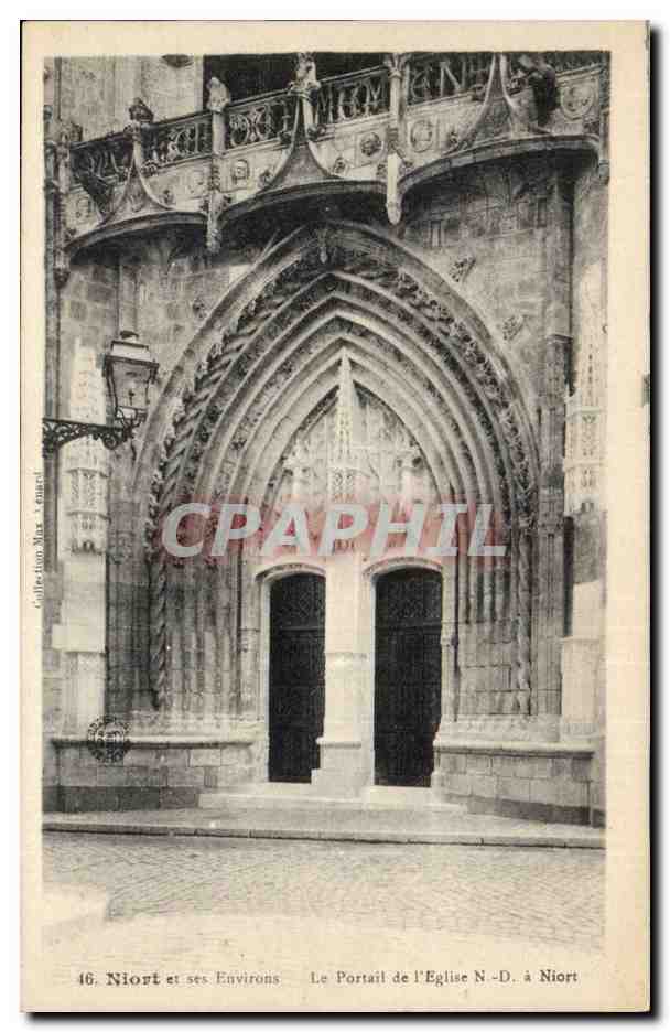 Niort et ses Environs — Le Portail de l'Église N.-D. à Niort — Collection Max Cauzé, n° 16