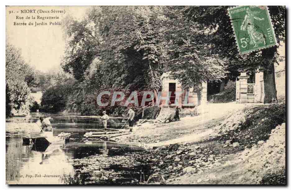 Niort (Deux-Sèvres) — Entrée du Jardin Public — Rue de la Regratterie — éditeur Alice, Pop. Tab. Journouaux, N°91