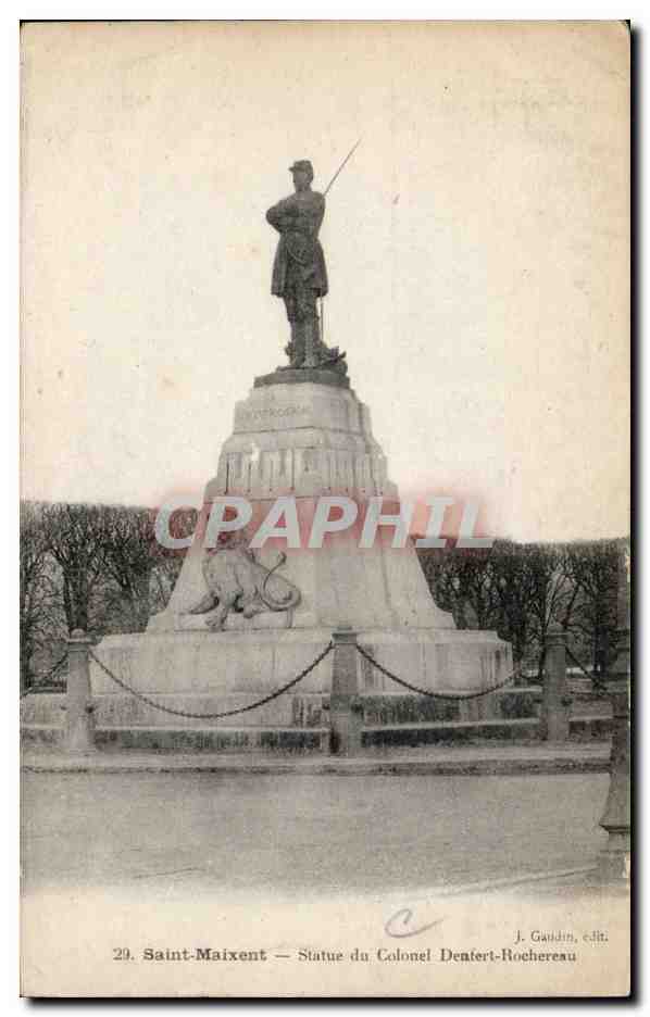 Saint Maixent CPA Statue du colonel Denfert Rochereau (lion)