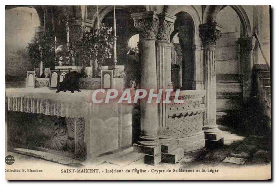 Saint-Maixent - Intérieur de l'Église - Crypte de St-Maixent et St-Léger — Collection E. Blanchon